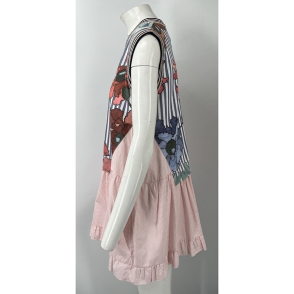 NWT Isola Marras Floral Striped Sweater Combo Sleeveless Short Dress sz S - Picture 2 of 5